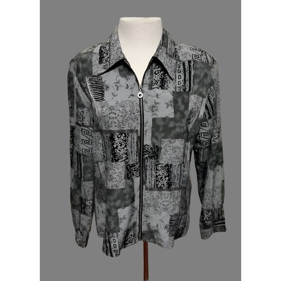 Dressbarn Black & Gray Jacket with Zipper - Size L - Picture 1 of 3